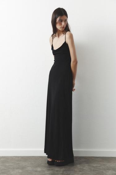 VESTIDO LARGO TIRANTES DRAPEADO - Negro de Zara