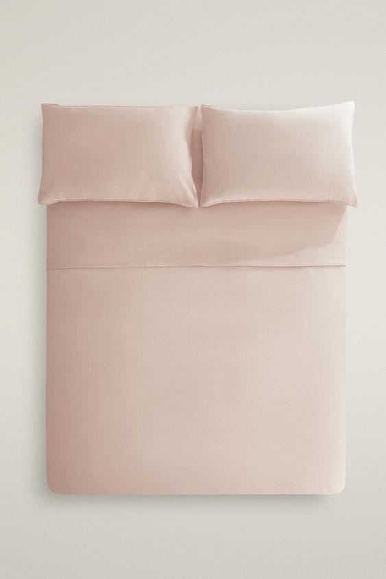 FADED LINEN DUVET COVER (140 G/M²) - Pink by Zara - Image 0
