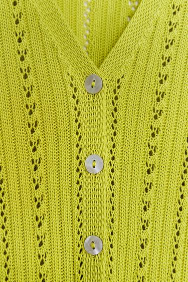 GILET EN MAILLE POINTELLE À VOLANTS - Vert de Zara - Image 5