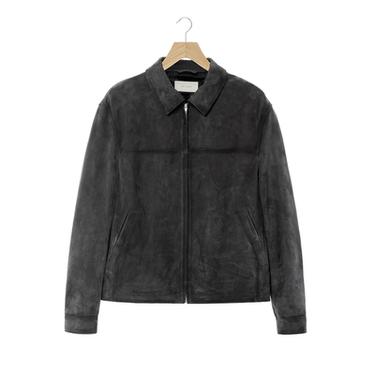 REGULAR FIT SUEDE LEATHER JACKET - Anthracite grey by Zara