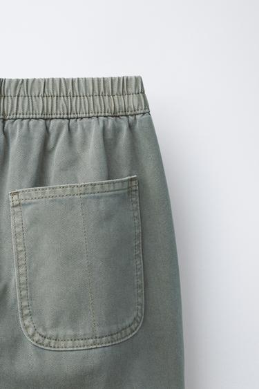 PANTALON BALLON À PLIS - Bleu canard de Zara - Image 3
