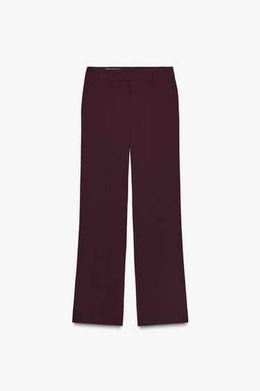 PANTALON DROIT NERVURE - Aubergine de Zara - Image 4