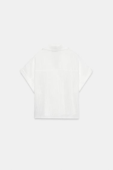 SHORT SLEEVE WRAP SHIRT - White by Zara - Image 7