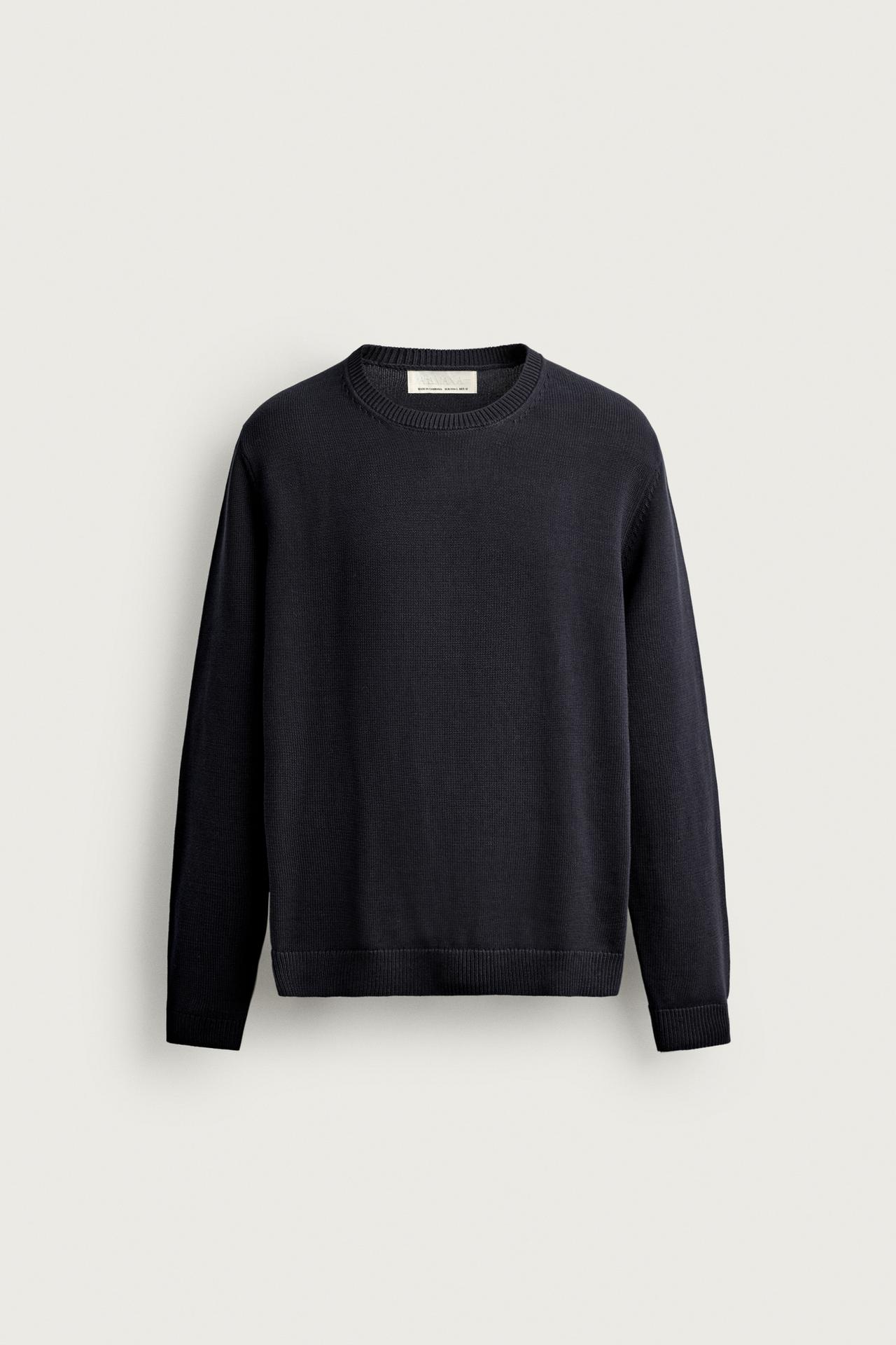 COTTON REGULAR FIT JUMPER — Navy blue