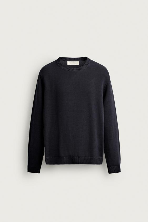PULL REGULAR FIT EN COTON - Bleu marine de Zara - Image 6