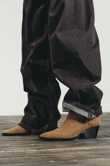 SPLIT SUEDE HEELED ANKLE BOOTS - SAND/BROWN by Zara - Image 2