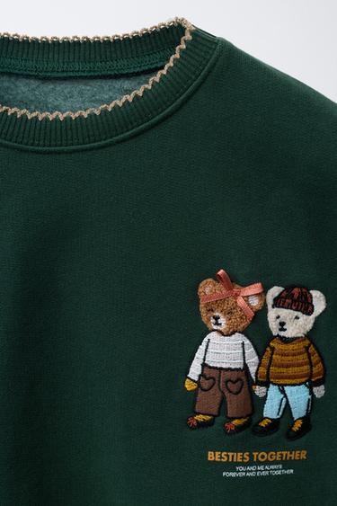 CONTRAST BEARS SWEATSHIRT - Dark green by Zara - Image 2