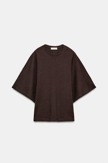 Zara CAPE SLEEVE TOP - Brown