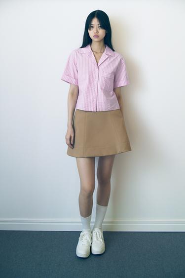 ZW COLLECTION フレアショートスカートベージュZaraのZW COLLECTION フレアショートスカート - ベージュ 
