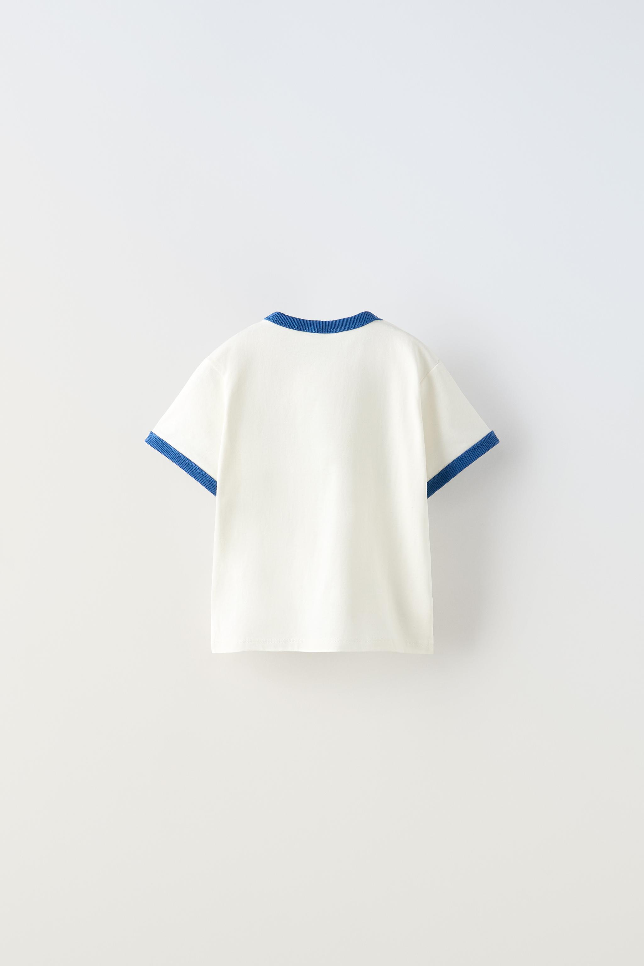 コントラストトリム＆テキスト Tシャツ - ホワイト | ZARA Japan / 日本