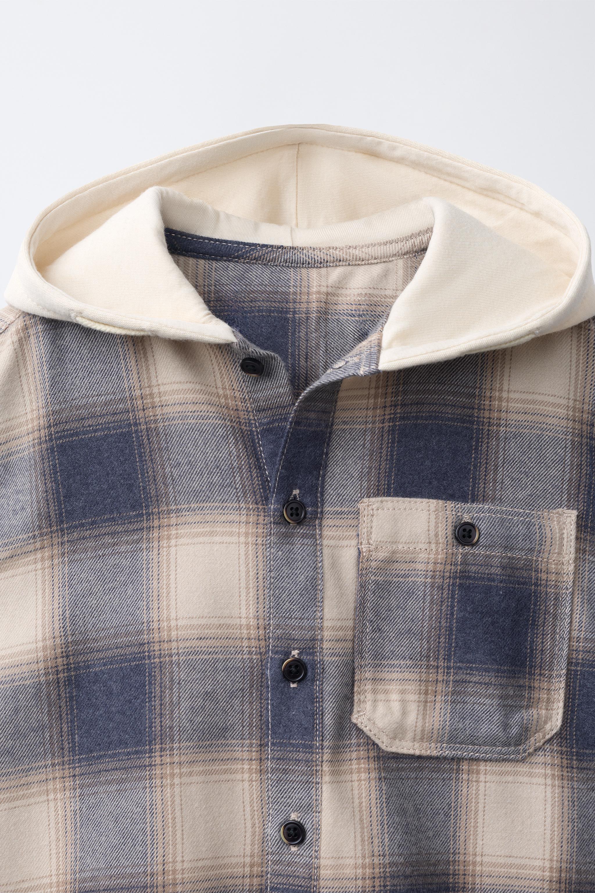 Детские рубашки Zara PLAID HOODED SHIRT — фото 3