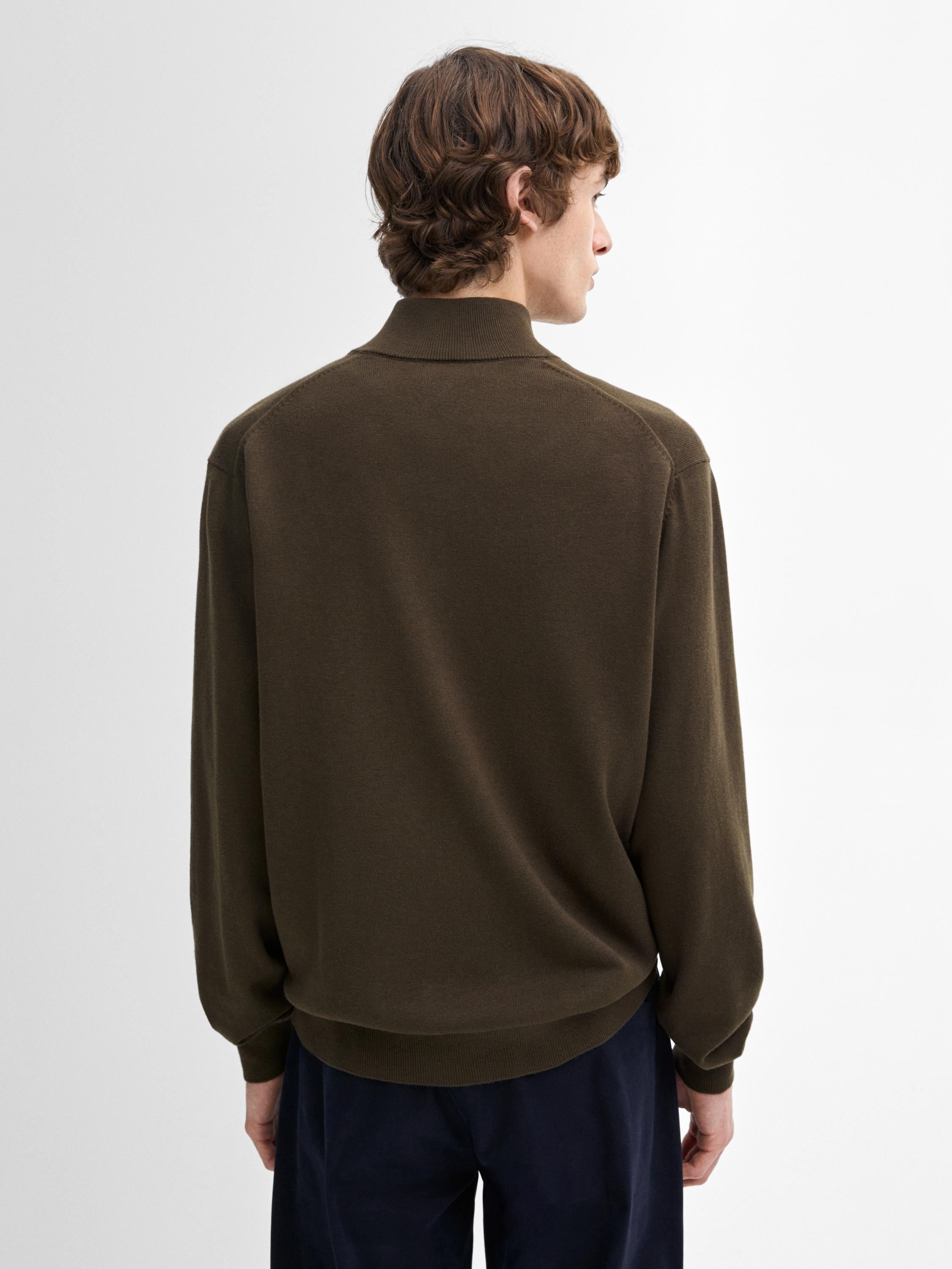 Zip-up knit cardigan with cotton - Mid khaki | ZARA United