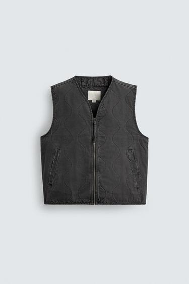 WASHED TOPSTITCHED WAISTCOAT - Mid-grey by Zara