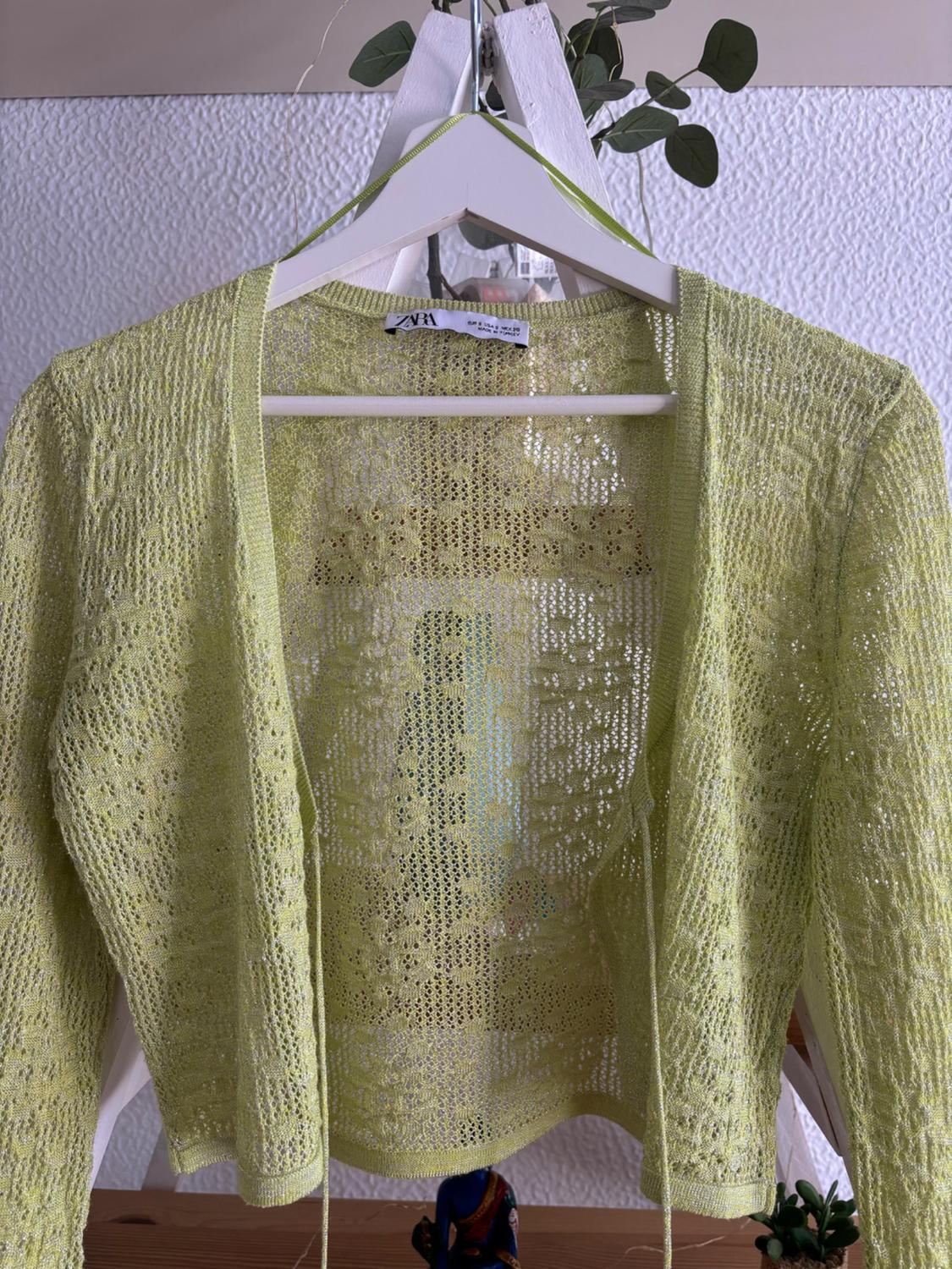 KNIT METALLIC THREAD CROPPED CARDIGAN - Image 2