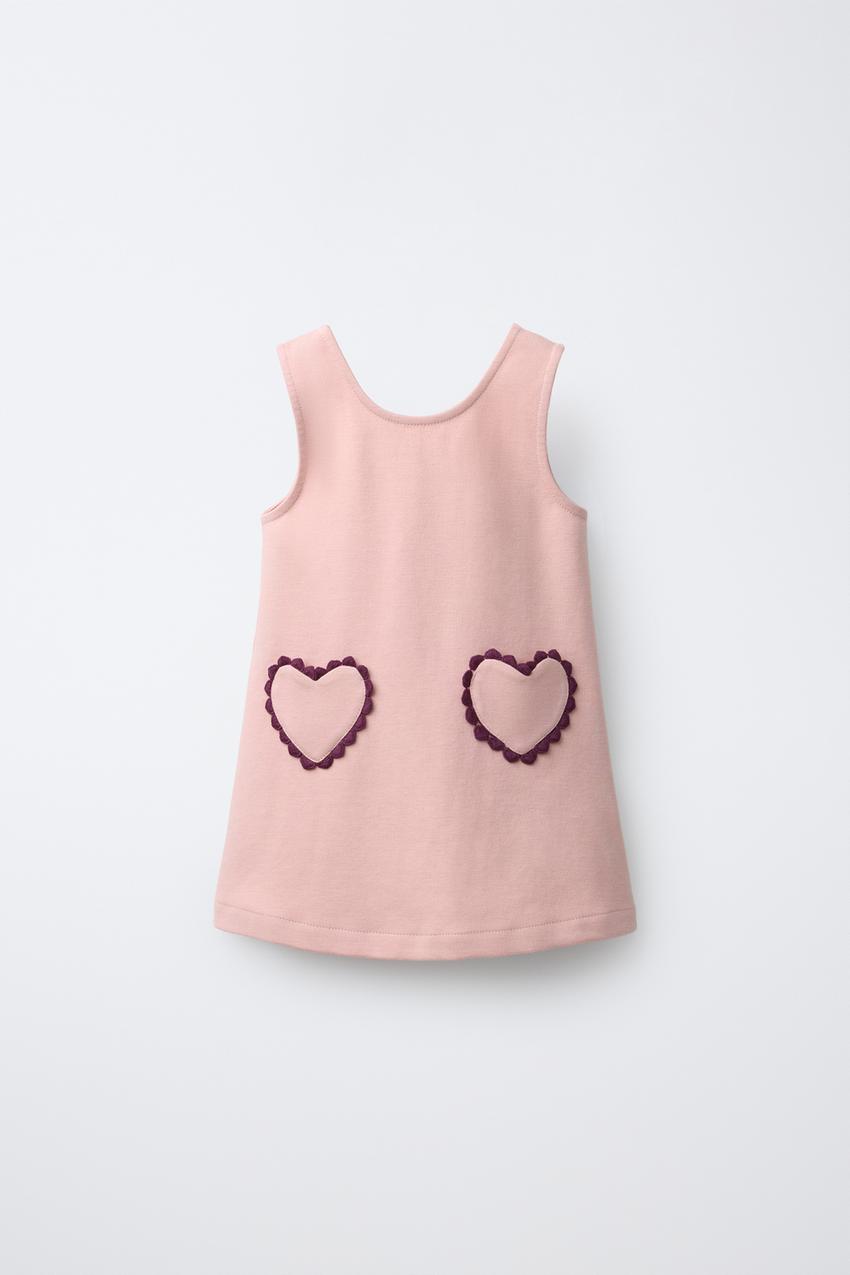 PONTE KNIT DRESS WITH HEART POCKETS - Pink | ZARA United States
