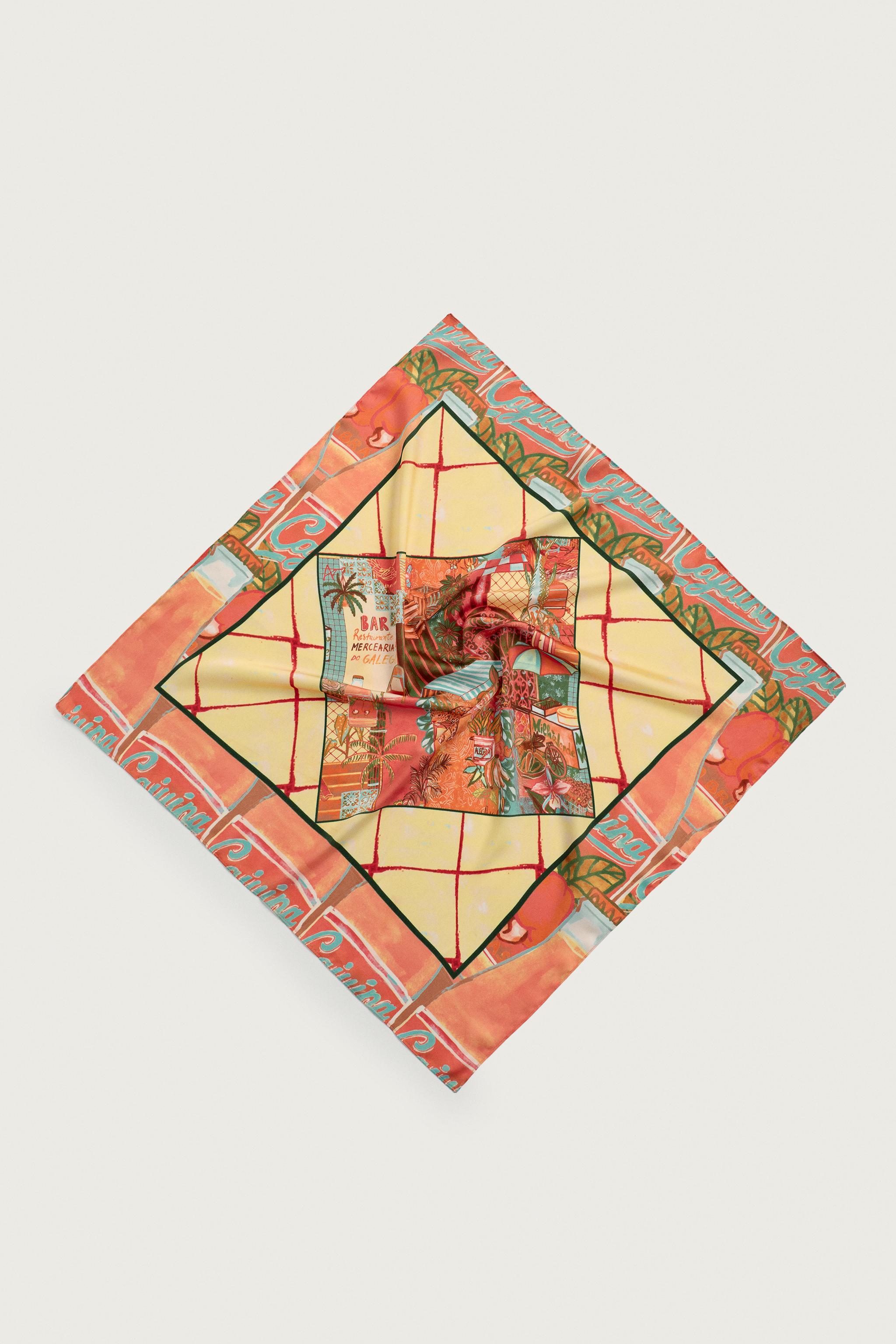 GEOMETRIC PRINT FLOWY BANDANA — Orange