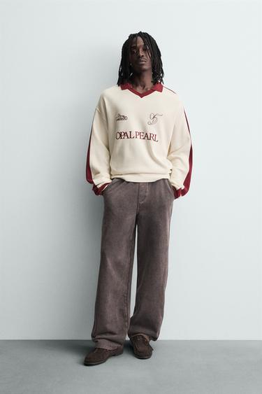 RETRO FOOTBALL EMBROIDERED POLO SHIRT - Oyster-white by Zara