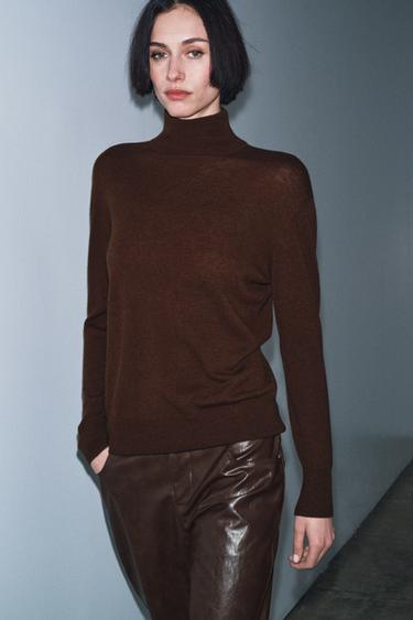 100% EXTRA SOFT WOOL JUMPER - Brown by Zara