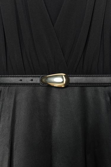 MIDI DRESS WITH CONTRAST BELT - Black by Zara - Image 8