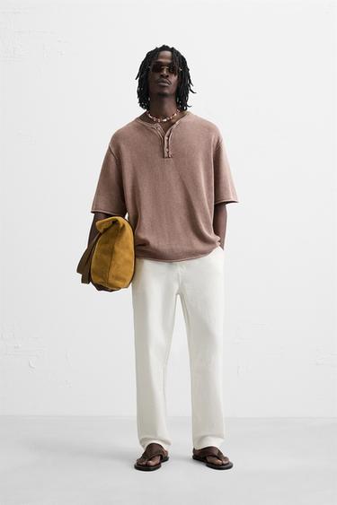 COTTON - LINEN TROUSERS - Stone by Zara