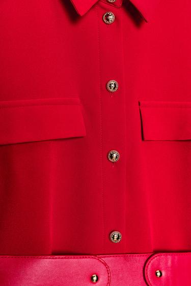 ROBE MI-LONGUE AVEC CEINTURE - Rouge de Zara - Image 8