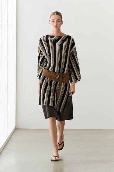 Zara Striped knit kaftan sweater - Black - Image 0