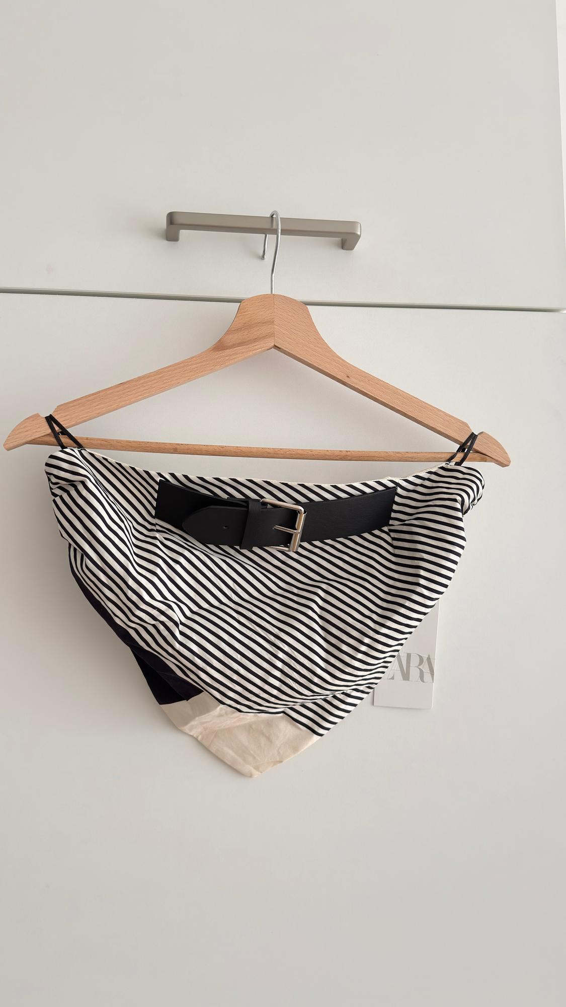 STRIPED POPLIN TOP WITH BELT - Image 2