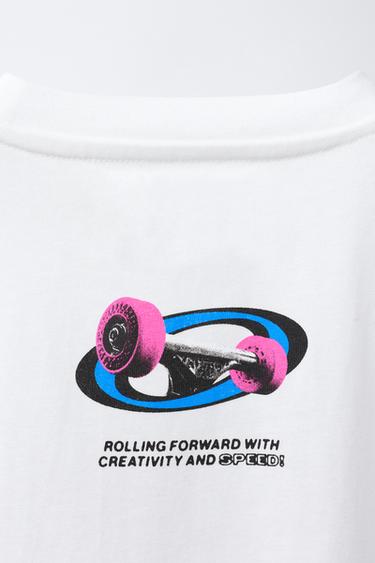 SKATE PRINT T-SHIRT - White by Zara - Image 3