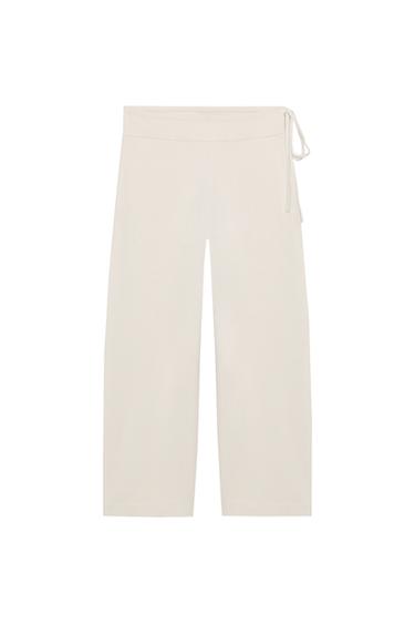 PANTALON DROIT À LACETS - Beige de Zara