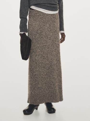 Falda midi punto 100% cashmere - Visón de Zara