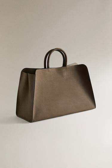 SAC CABAS CUIR NOBUCK - Vert de Zara - Image 1