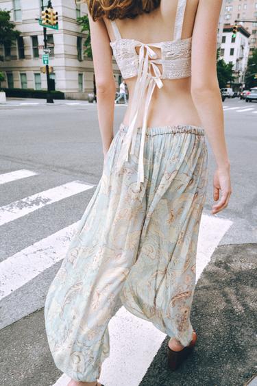 ZW COLLECTION FLORAL PUFF TROUSERS - Printed by Zara