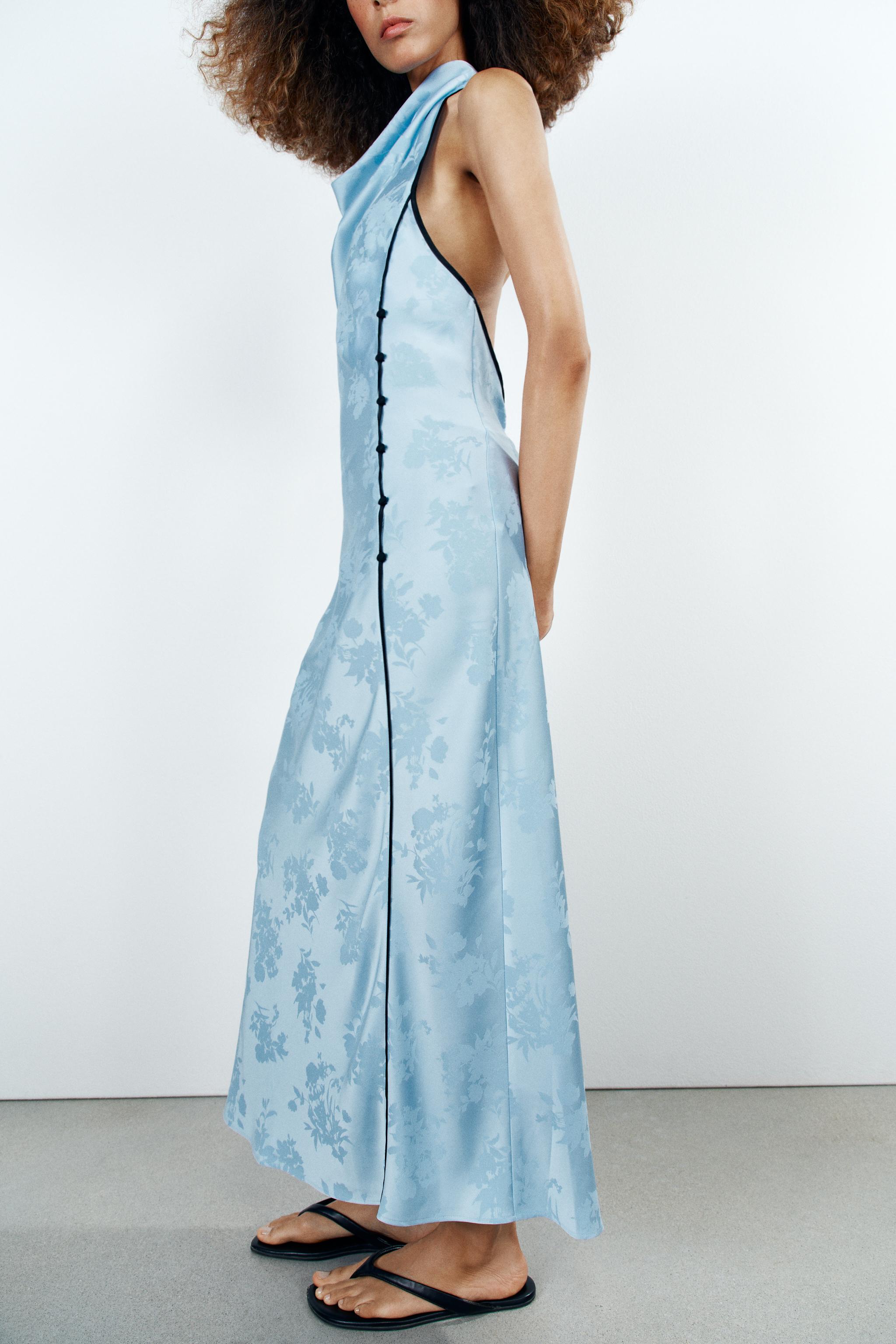 Женские платья Zara FLORAL JACQUARD MIDI DRESS — фото 6