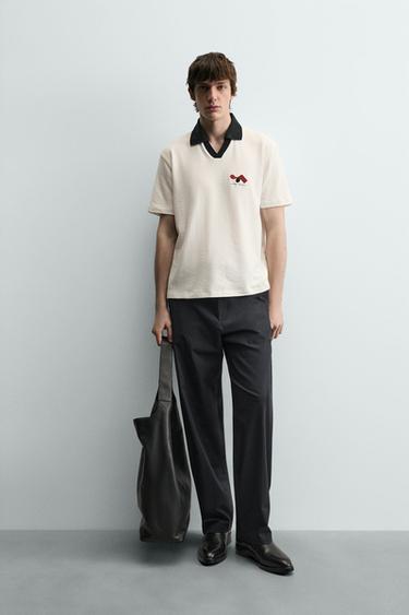 CONTRAST COLLAR RELAXED FIT POLO SHIRT - Oyster-white by Zara - Image 0