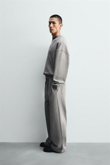 WIDE-LEG TROUSERS WITH SEAM DETAIL - Grey marl by Zara