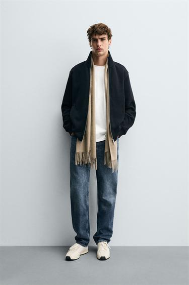 Zara RIBBED ZIPPER JACKET - Navy blue - Image 0