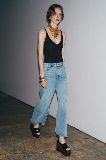 JEAN ZW COLLECTION JAMBES LARGES TAILLE HAUTE - Bleu clair de Zara