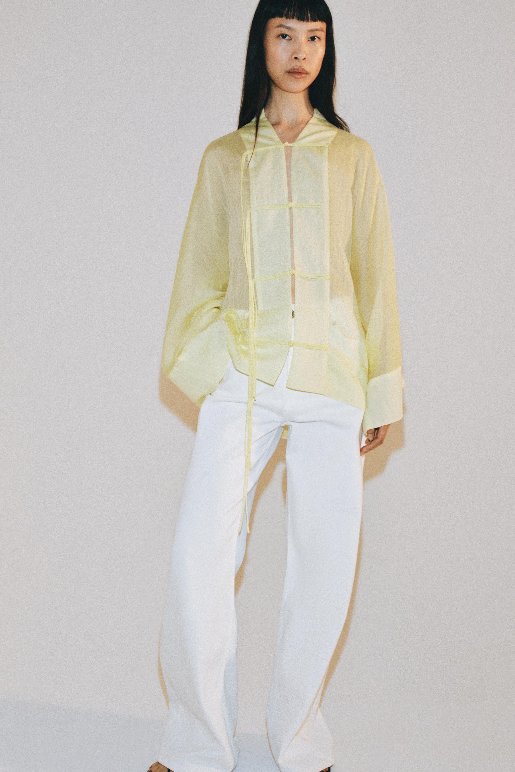 FLOWY FIREMAN CLASP BLOUSE ZW COLLECTION - Yellow | ZARA United States