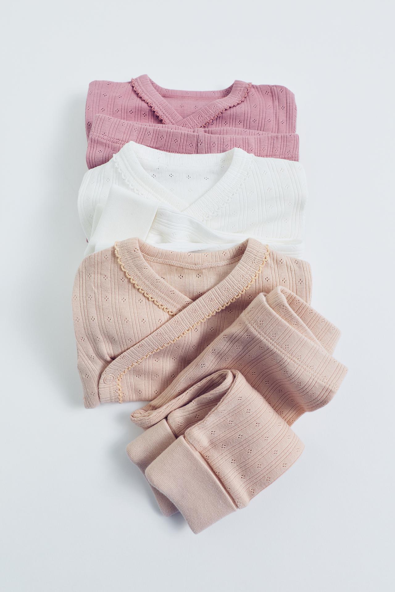 Three-Pack Pointelle Crossover Bodysuits — Pink