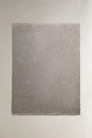 WAFFLE-KNIT THROW - Mid-grey by Zara - Image 0