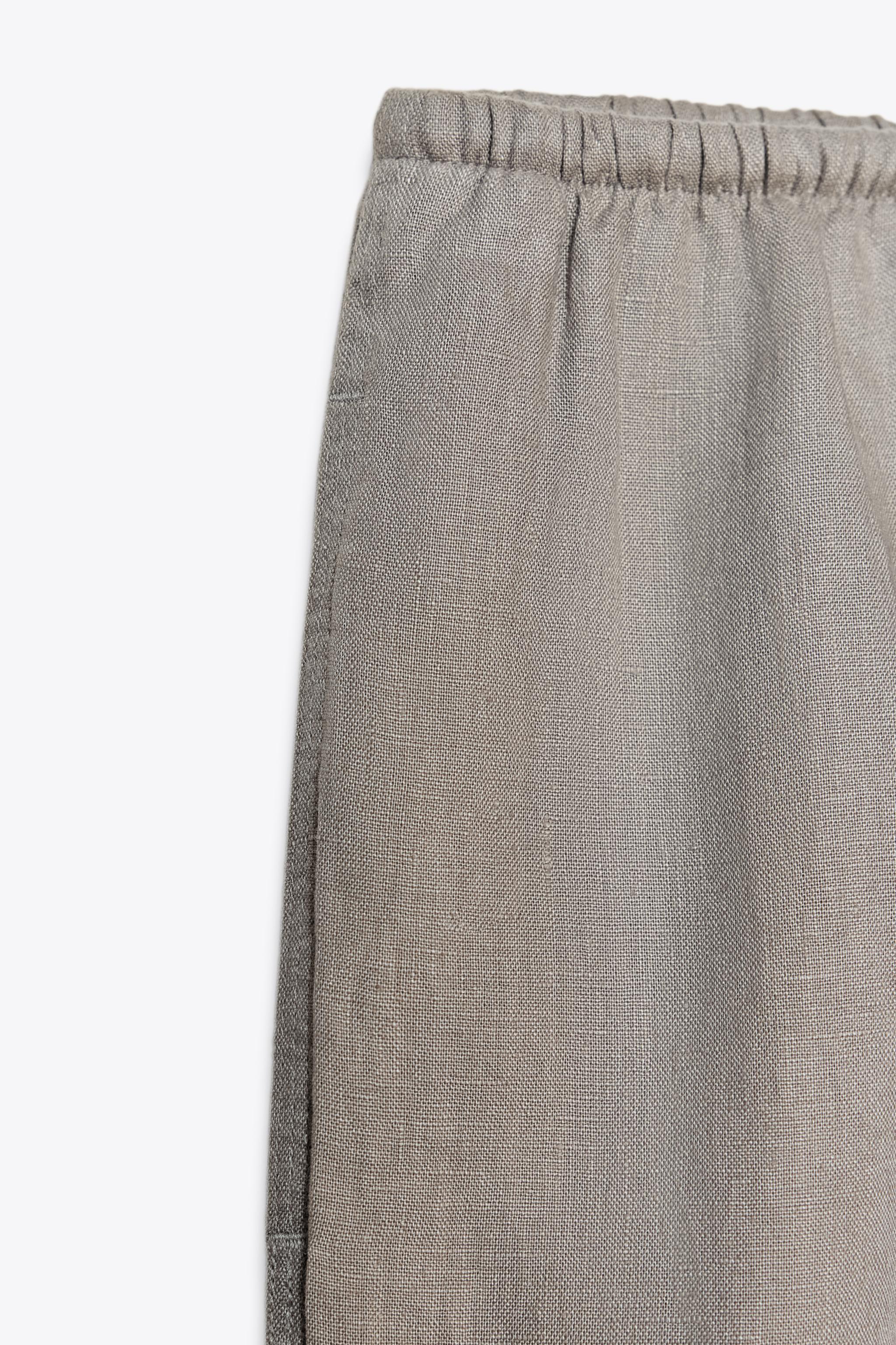 100% LINEN PALAZZO PANTS ZW COLLECTION - Brown | ZARA United
