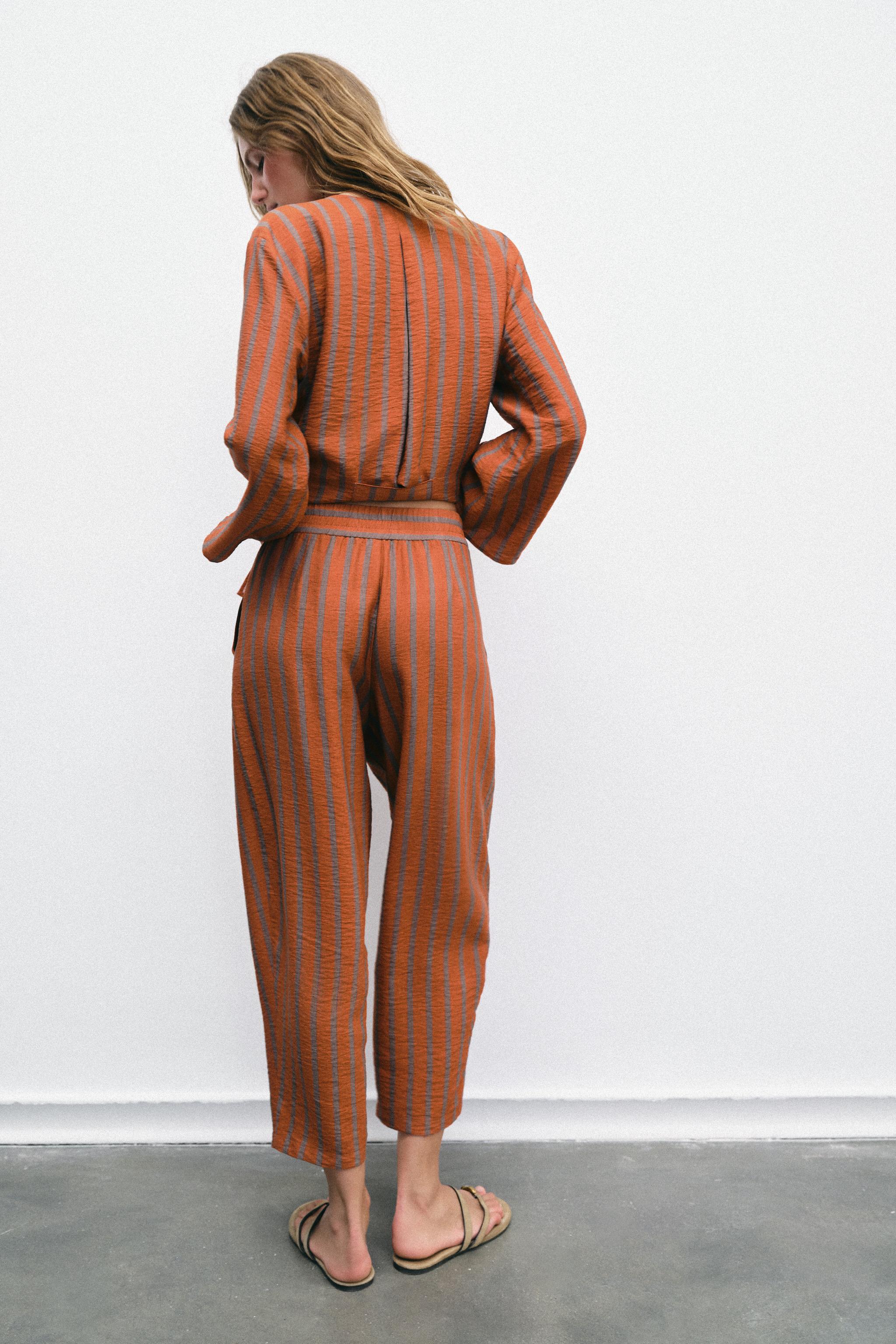 ELASTIC WAIST STRIPED PANTS