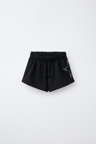 BERMUDA PARCHE ESTRELLA LENTEJUELAS - Negro de Zara