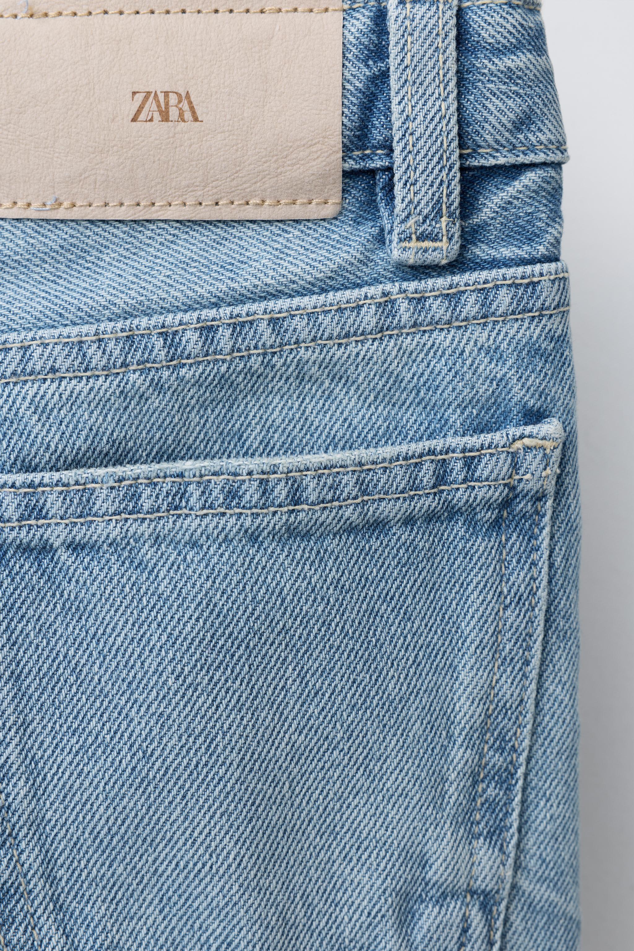 ユーズド加工ワイドレッグジーンズ - ブルー | ZARA Japan / 日本