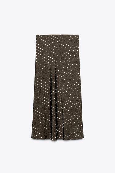 SATIN MIDI SKIRT - ecru/khaki by Zara
