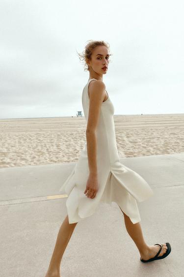 CONTRAST HALTER DRESS - Oyster-white by Zara - Image 3