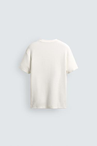 T-SHIRT REGULAR FIT STRUCTURÉ - Blanc cassé de Zara - Image 7