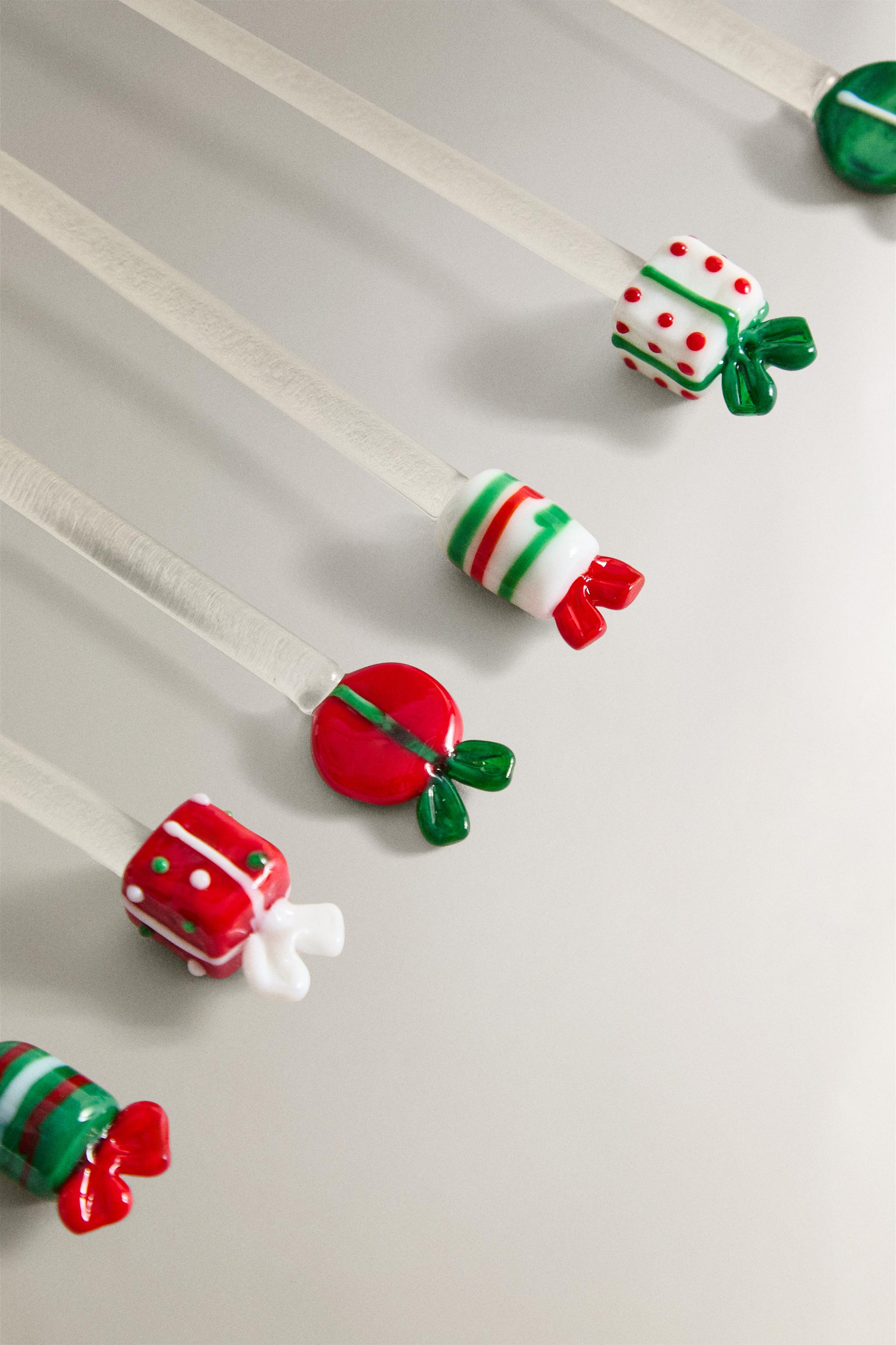 SET OF GLASS CHRISTMAS DESSERT SPOONS (SET OF 6)