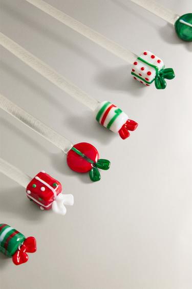 PACK OF CHRISTMAS GLASS DESSERT SPOONS (PACK OF 6) - Green by Zara - Image 1