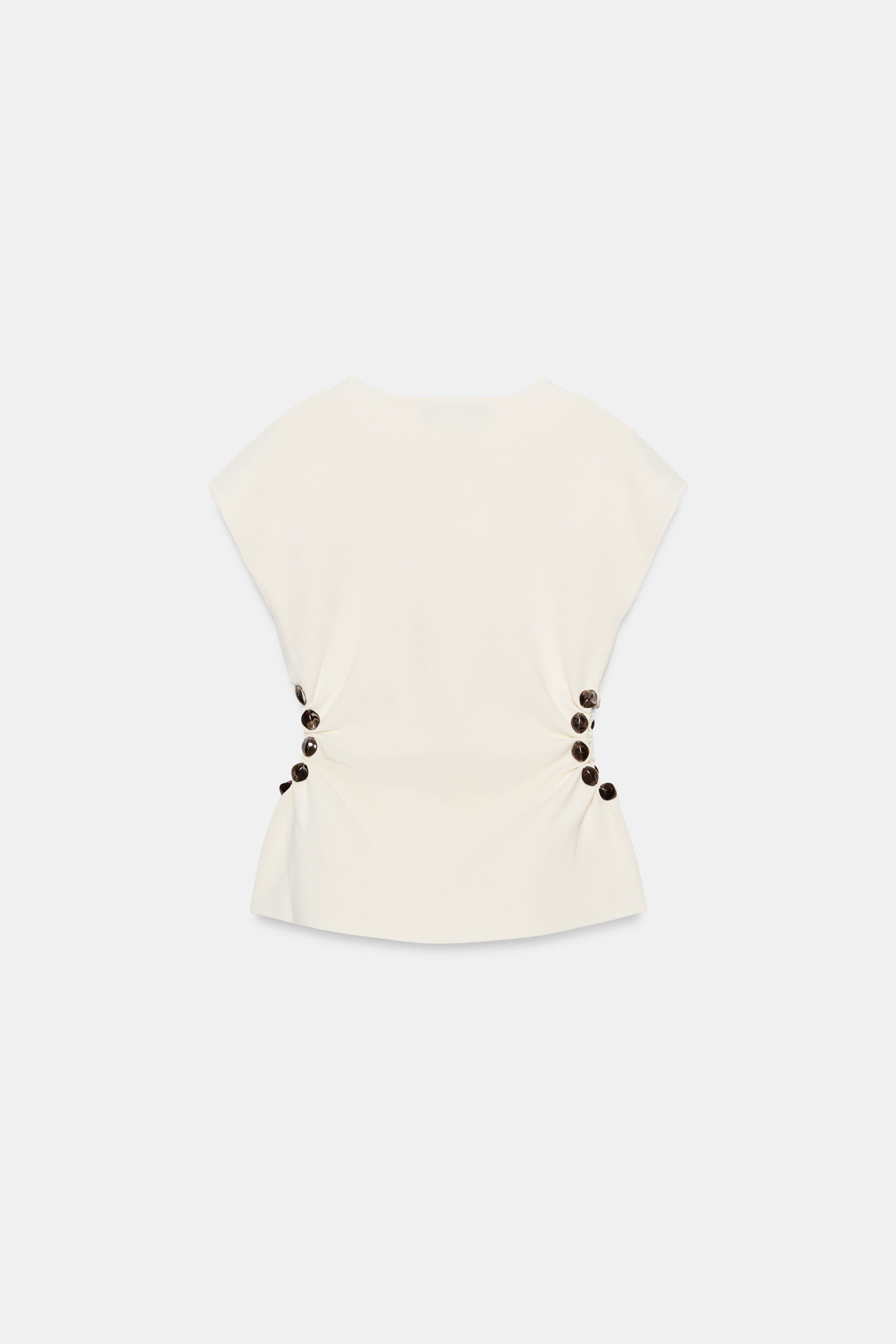 Женские свитеры Zara BEADED CUT OUT KNIT TOP — фото 7